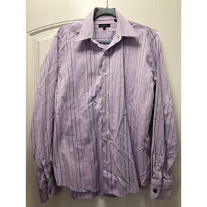 Ted Baker London Men’s Long Sleeve Work Striped Button Down Shirt Size‎ 4 Purple